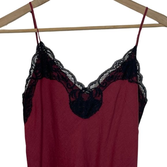 BOBSTORE | Red Spaghetti Strap Camisole with Black Lace Trim | Size PS - Picture 2 of 11